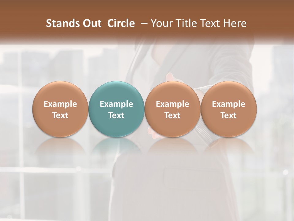 A Woman In A Business Suit Holding Out Her Hand PowerPoint Template