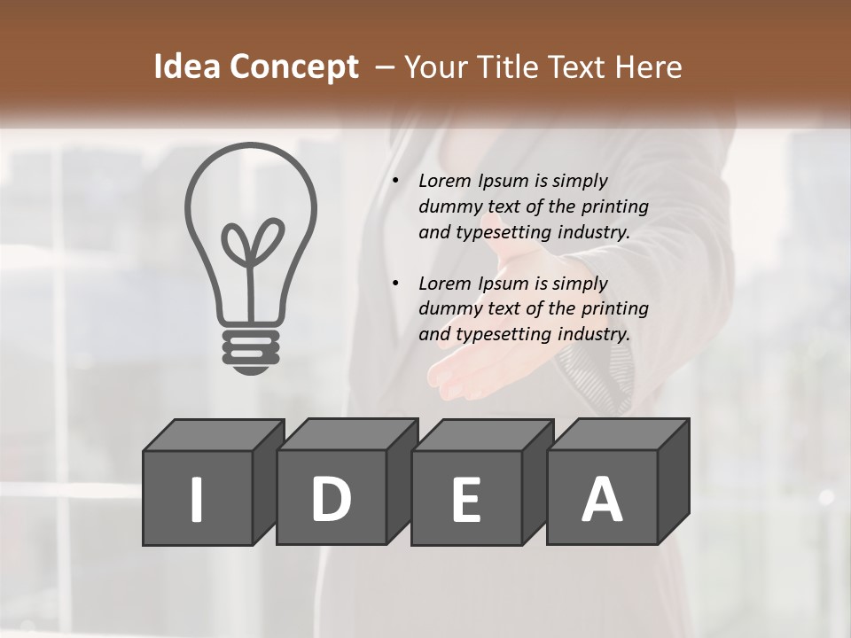 A Woman In A Business Suit Holding Out Her Hand PowerPoint Template