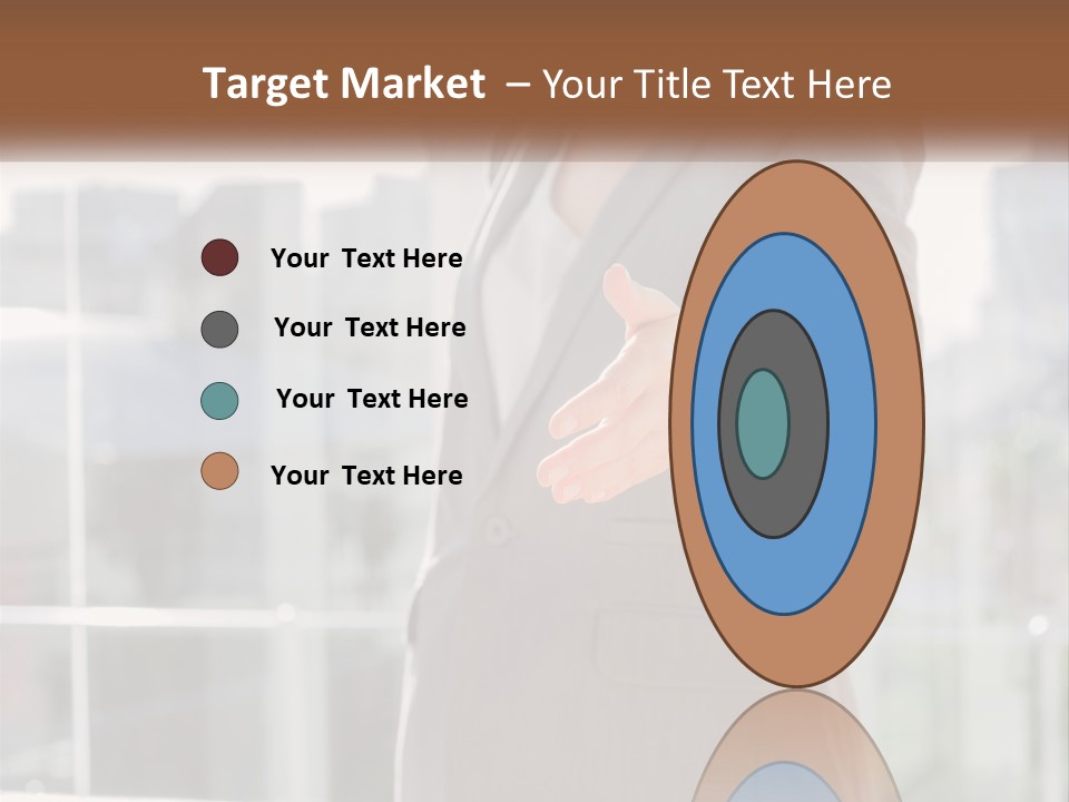 A Woman In A Business Suit Holding Out Her Hand PowerPoint Template