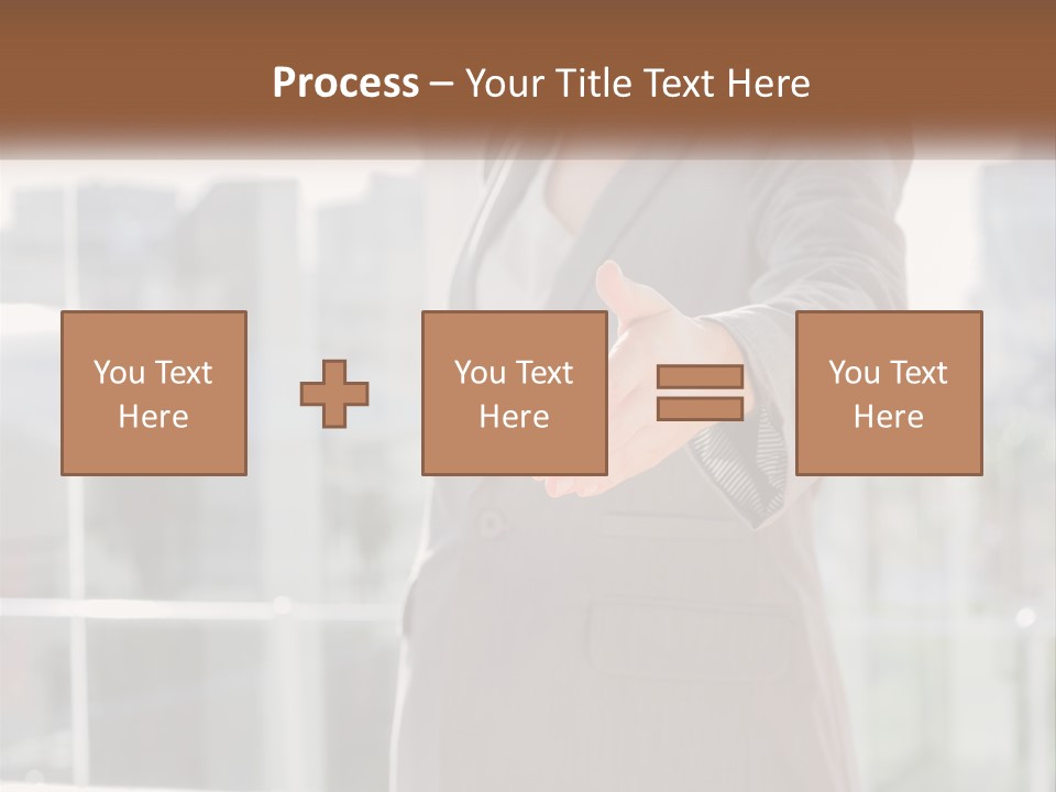 A Woman In A Business Suit Holding Out Her Hand PowerPoint Template