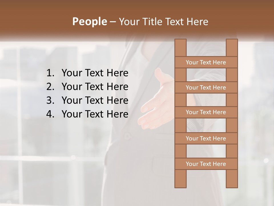 A Woman In A Business Suit Holding Out Her Hand PowerPoint Template