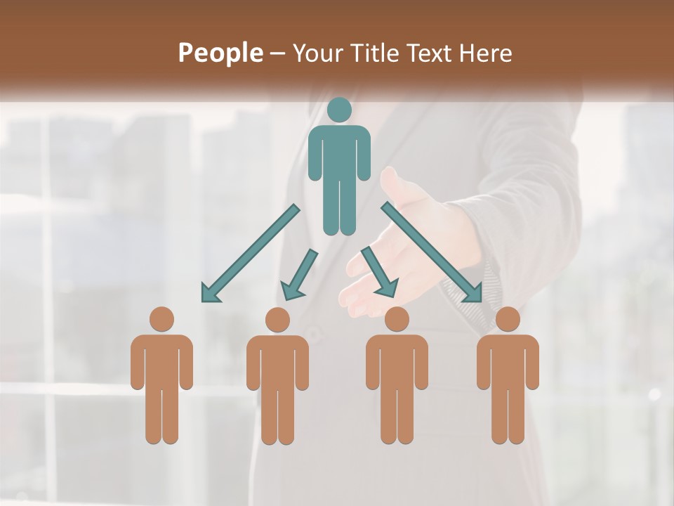 A Woman In A Business Suit Holding Out Her Hand PowerPoint Template