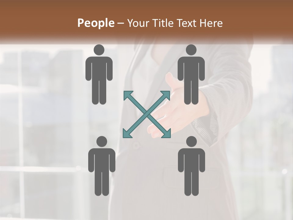 A Woman In A Business Suit Holding Out Her Hand PowerPoint Template