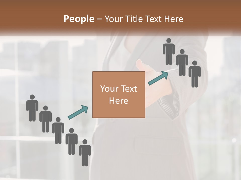 A Woman In A Business Suit Holding Out Her Hand PowerPoint Template