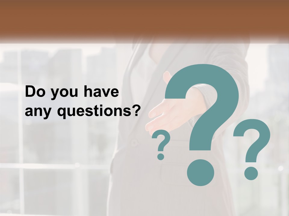 A Woman In A Business Suit Holding Out Her Hand PowerPoint Template