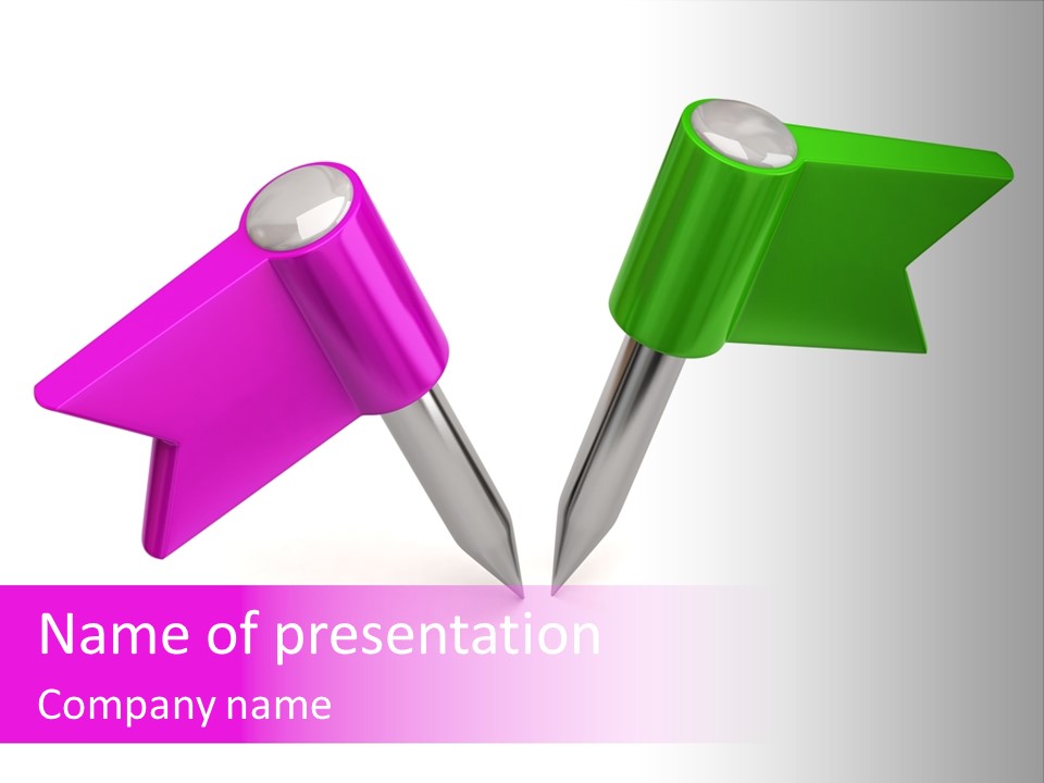 Two Green And Pink Arrows Pointing To Each Other PowerPoint Template