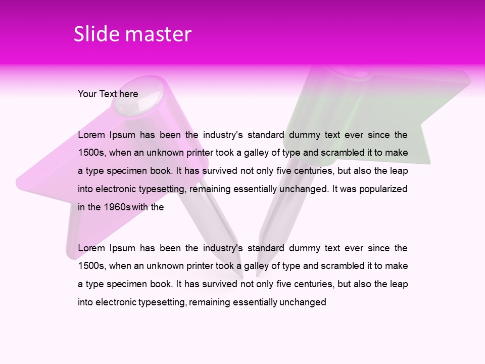 Two Green And Pink Arrows Pointing To Each Other PowerPoint Template