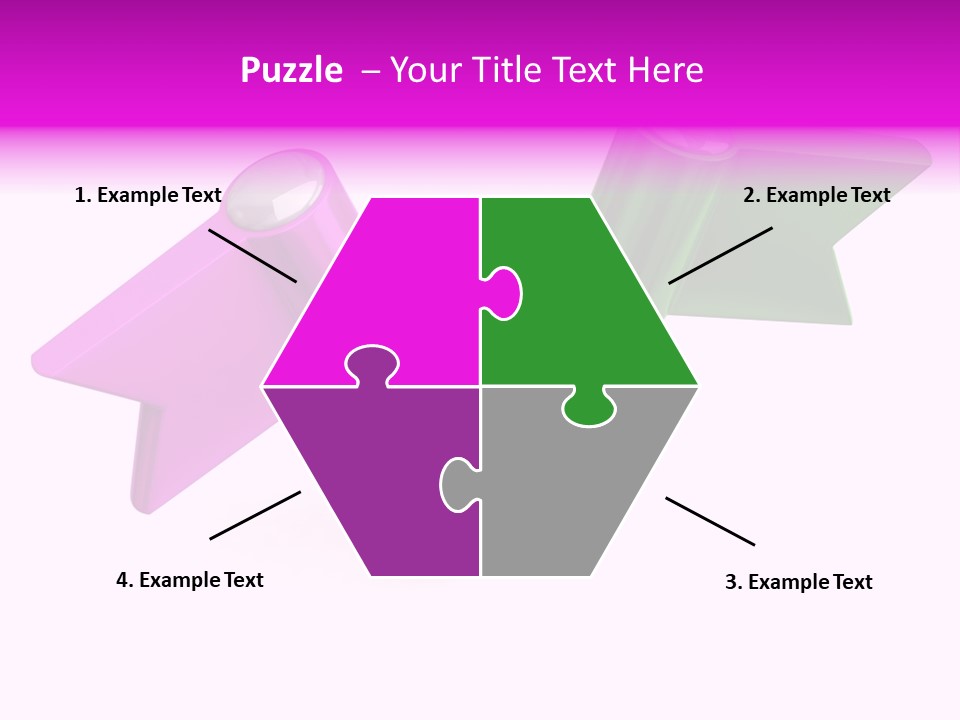 Two Green And Pink Arrows Pointing To Each Other PowerPoint Template