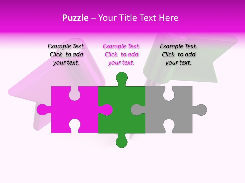 Two Green And Pink Arrows Pointing To Each Other PowerPoint Template