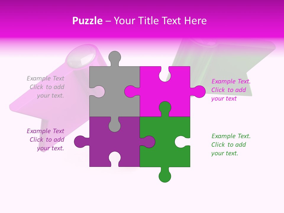 Two Green And Pink Arrows Pointing To Each Other PowerPoint Template