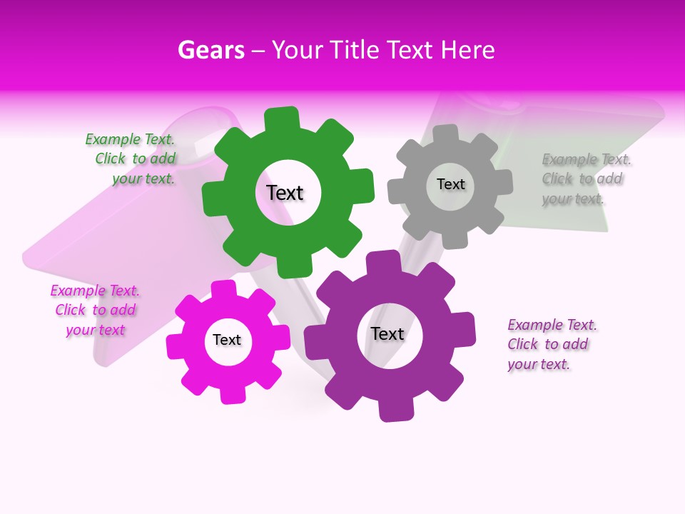 Two Green And Pink Arrows Pointing To Each Other PowerPoint Template