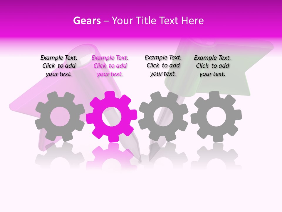 Two Green And Pink Arrows Pointing To Each Other PowerPoint Template