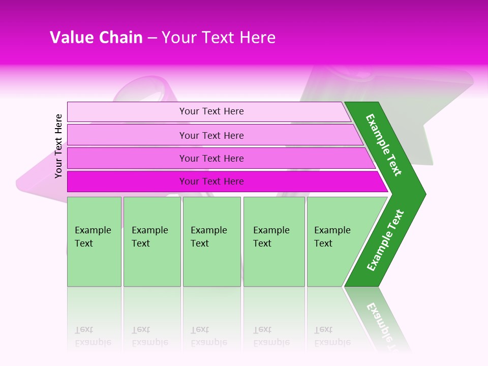 Two Green And Pink Arrows Pointing To Each Other PowerPoint Template