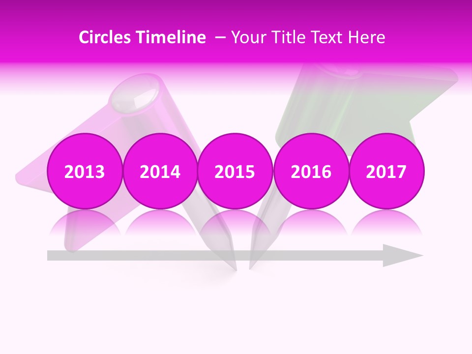 Two Green And Pink Arrows Pointing To Each Other PowerPoint Template