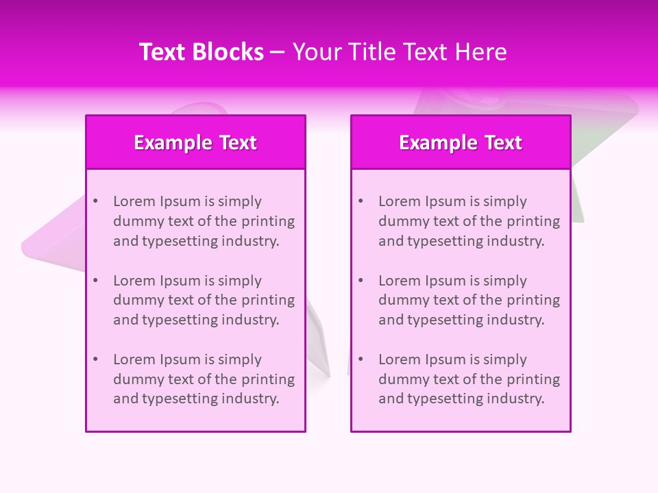 Two Green And Pink Arrows Pointing To Each Other PowerPoint Template