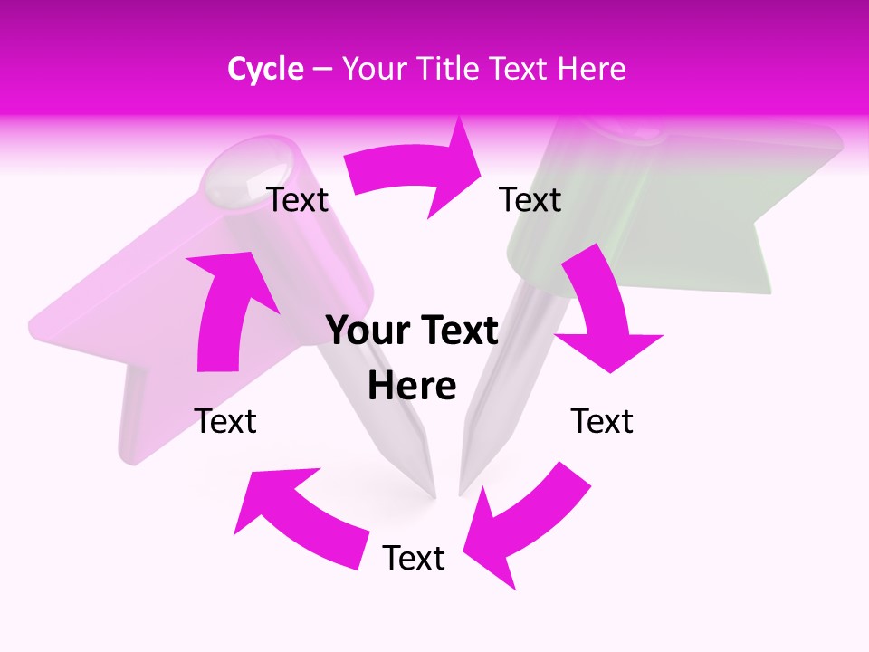 Two Green And Pink Arrows Pointing To Each Other PowerPoint Template