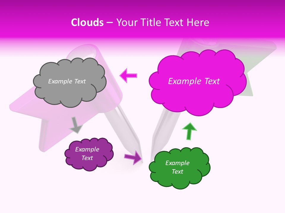 Two Green And Pink Arrows Pointing To Each Other PowerPoint Template