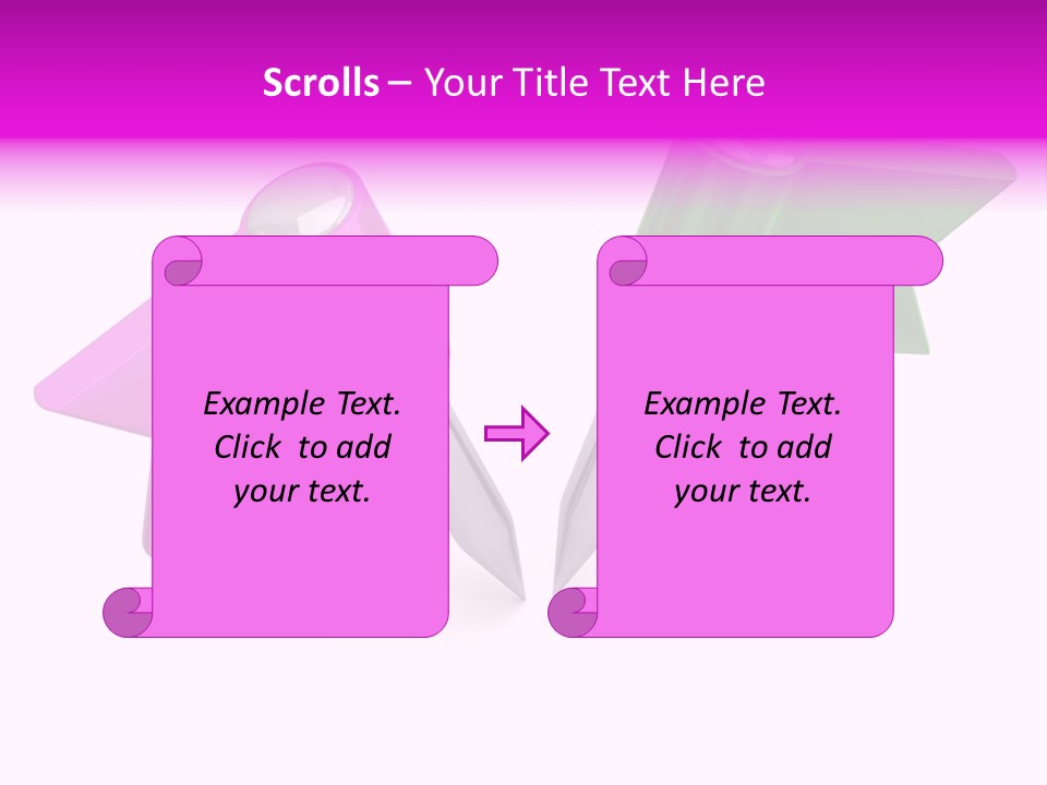Two Green And Pink Arrows Pointing To Each Other PowerPoint Template