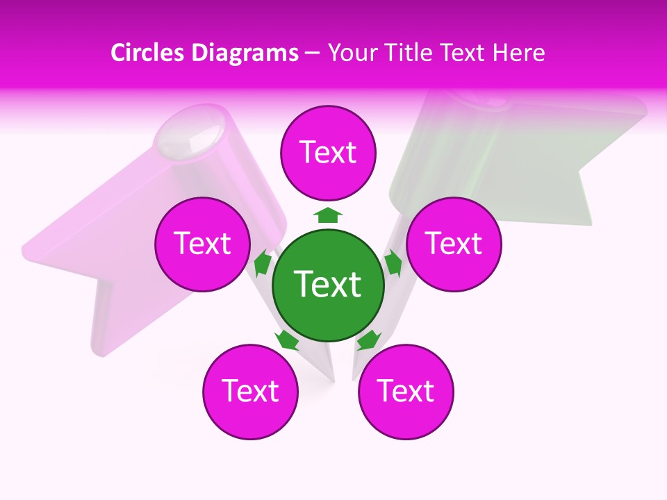 Two Green And Pink Arrows Pointing To Each Other PowerPoint Template