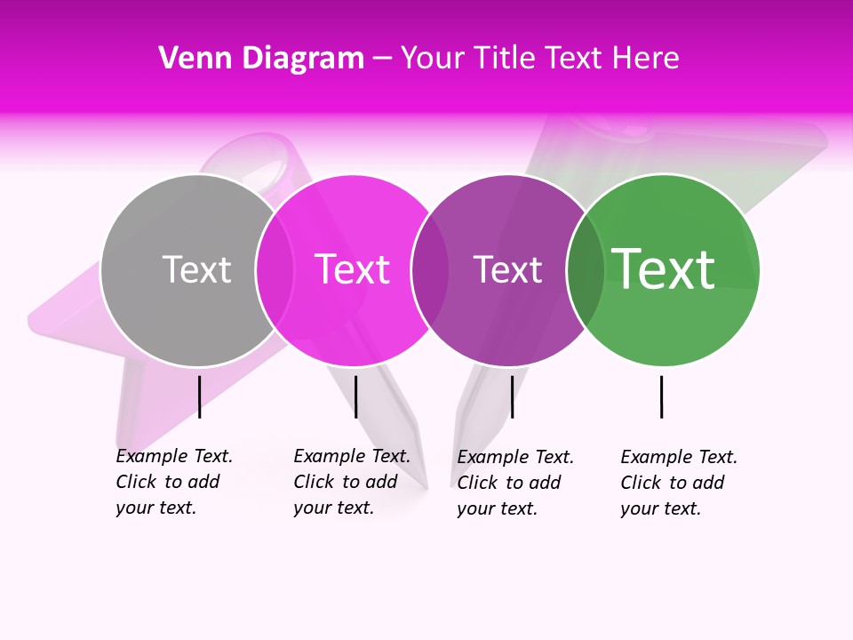 Two Green And Pink Arrows Pointing To Each Other PowerPoint Template