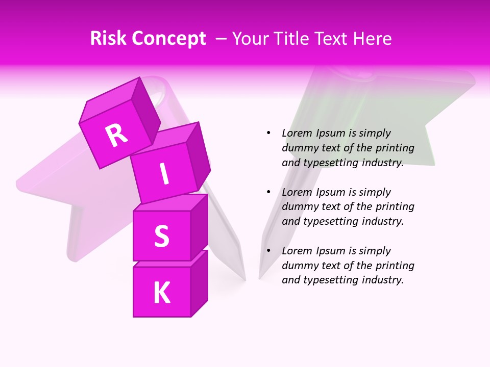 Two Green And Pink Arrows Pointing To Each Other PowerPoint Template