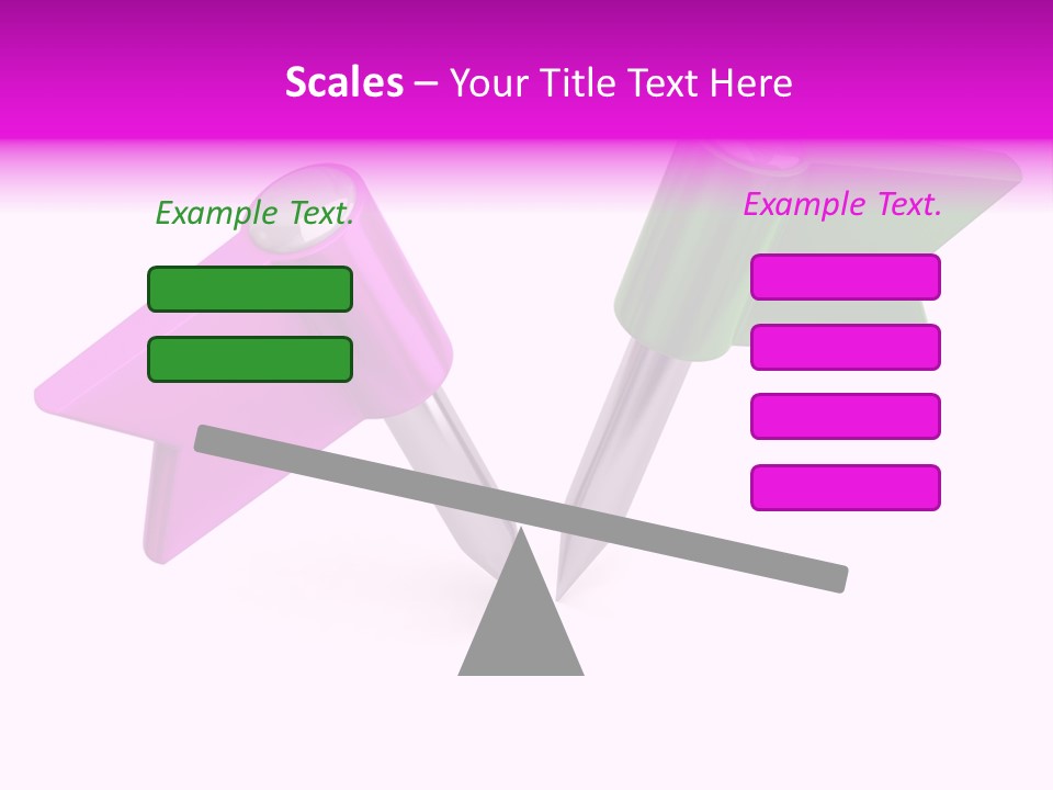 Two Green And Pink Arrows Pointing To Each Other PowerPoint Template