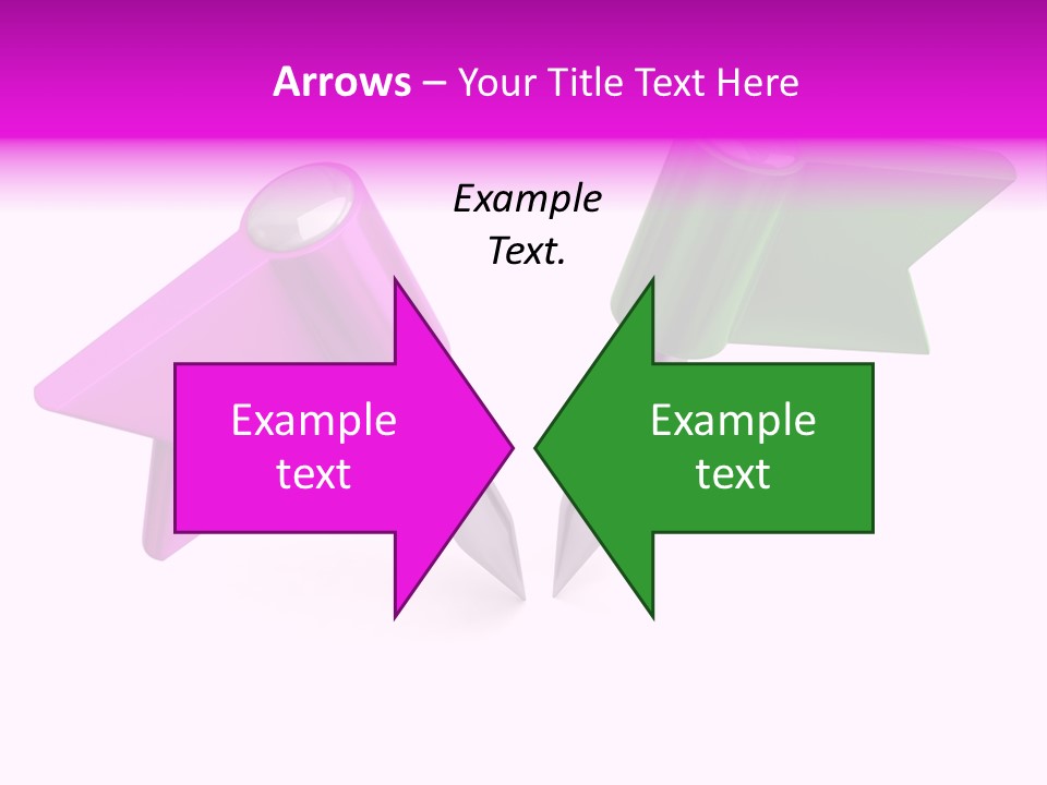 Two Green And Pink Arrows Pointing To Each Other PowerPoint Template