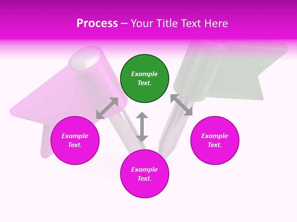 Two Green And Pink Arrows Pointing To Each Other PowerPoint Template