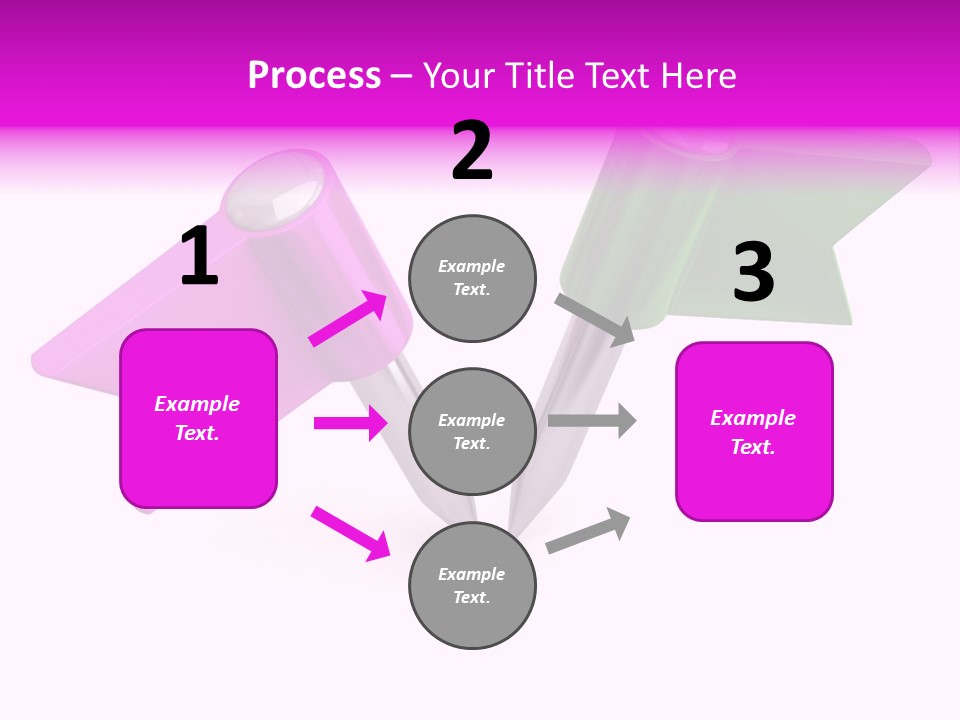 Two Green And Pink Arrows Pointing To Each Other PowerPoint Template