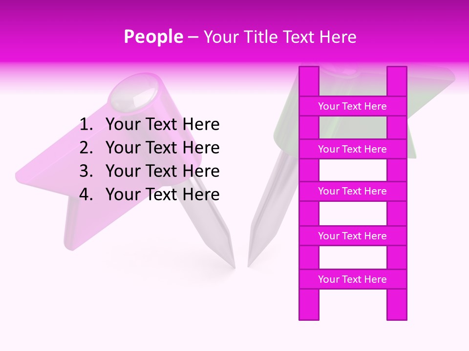 Two Green And Pink Arrows Pointing To Each Other PowerPoint Template