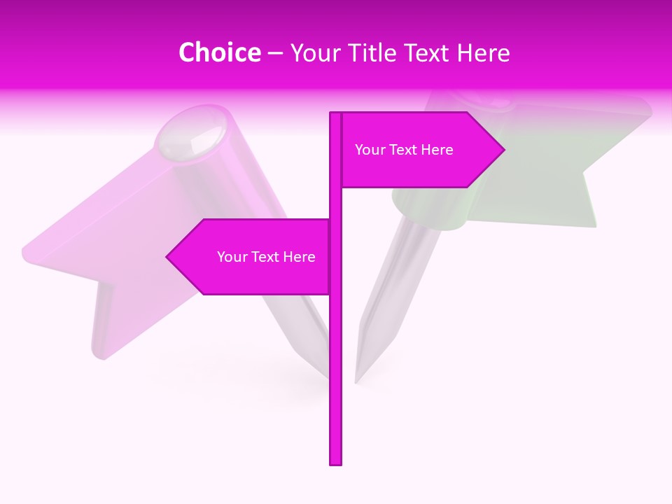 Two Green And Pink Arrows Pointing To Each Other PowerPoint Template