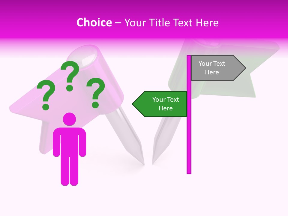 Two Green And Pink Arrows Pointing To Each Other PowerPoint Template