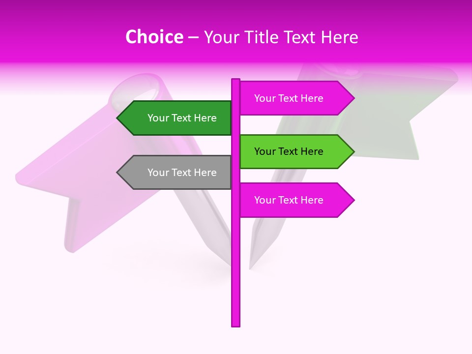 Two Green And Pink Arrows Pointing To Each Other PowerPoint Template