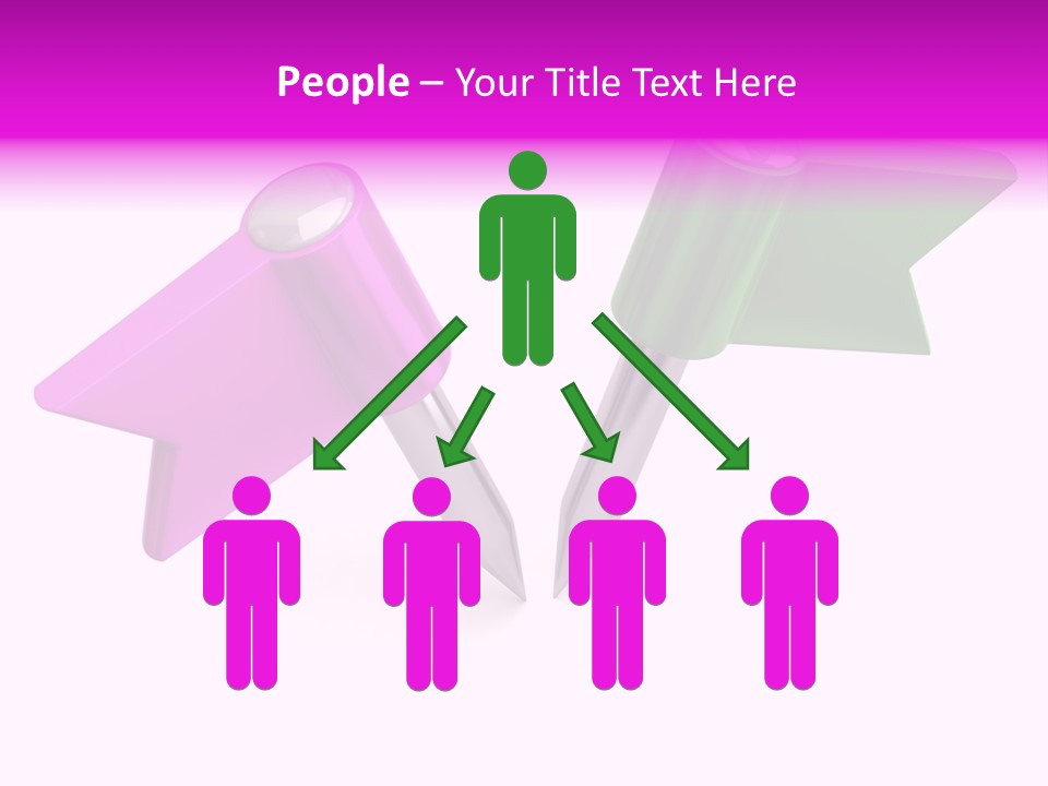 Two Green And Pink Arrows Pointing To Each Other PowerPoint Template