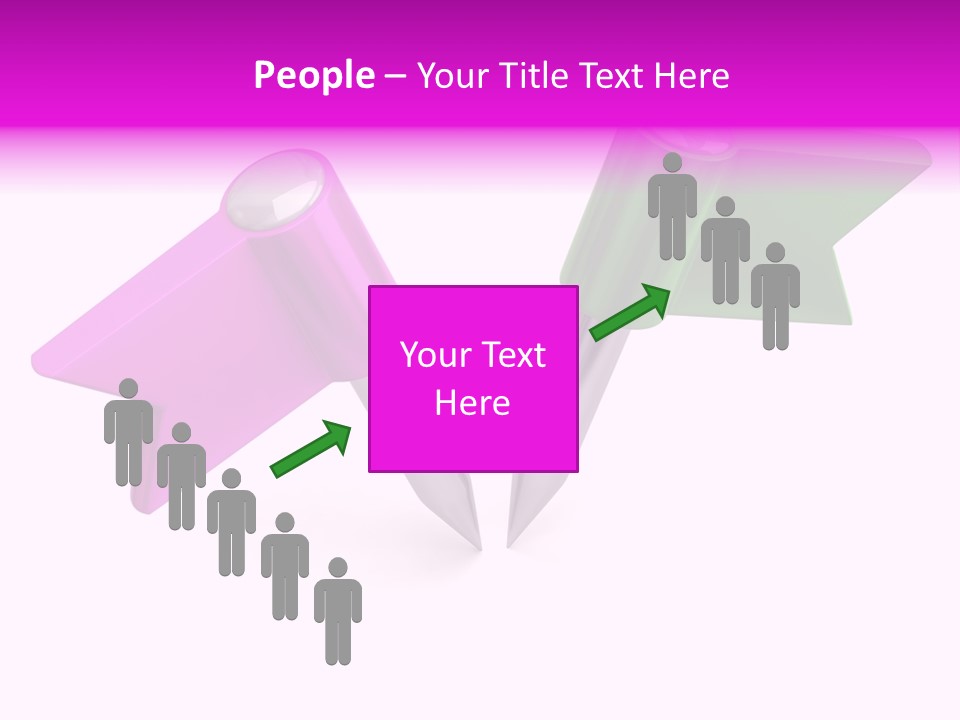 Two Green And Pink Arrows Pointing To Each Other PowerPoint Template