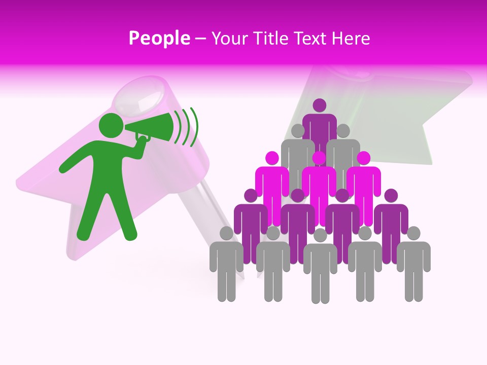 Two Green And Pink Arrows Pointing To Each Other PowerPoint Template