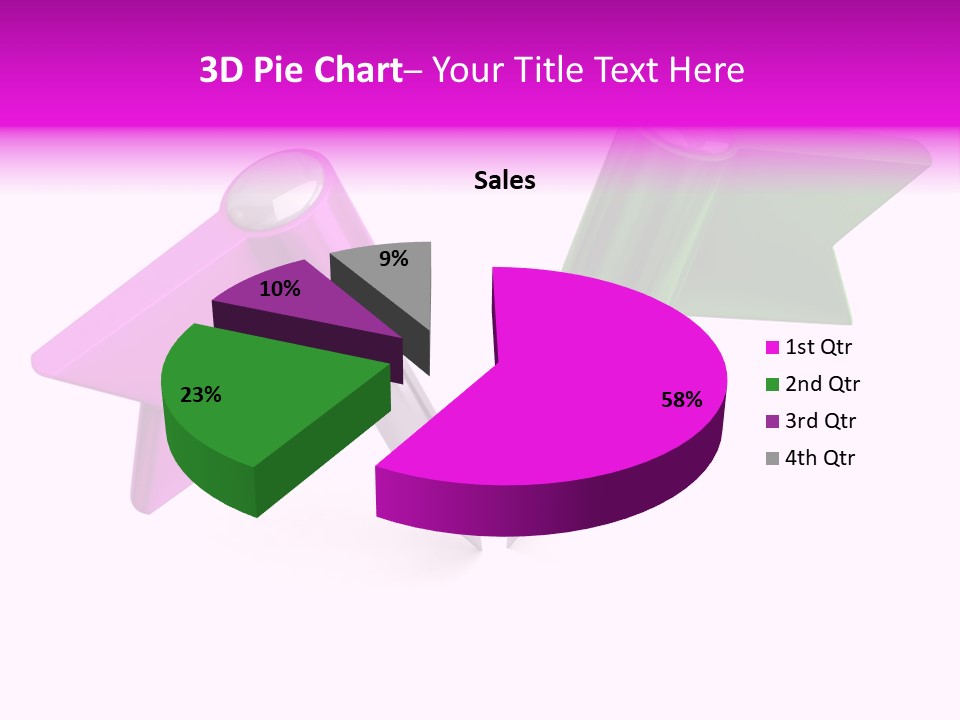 Two Green And Pink Arrows Pointing To Each Other PowerPoint Template