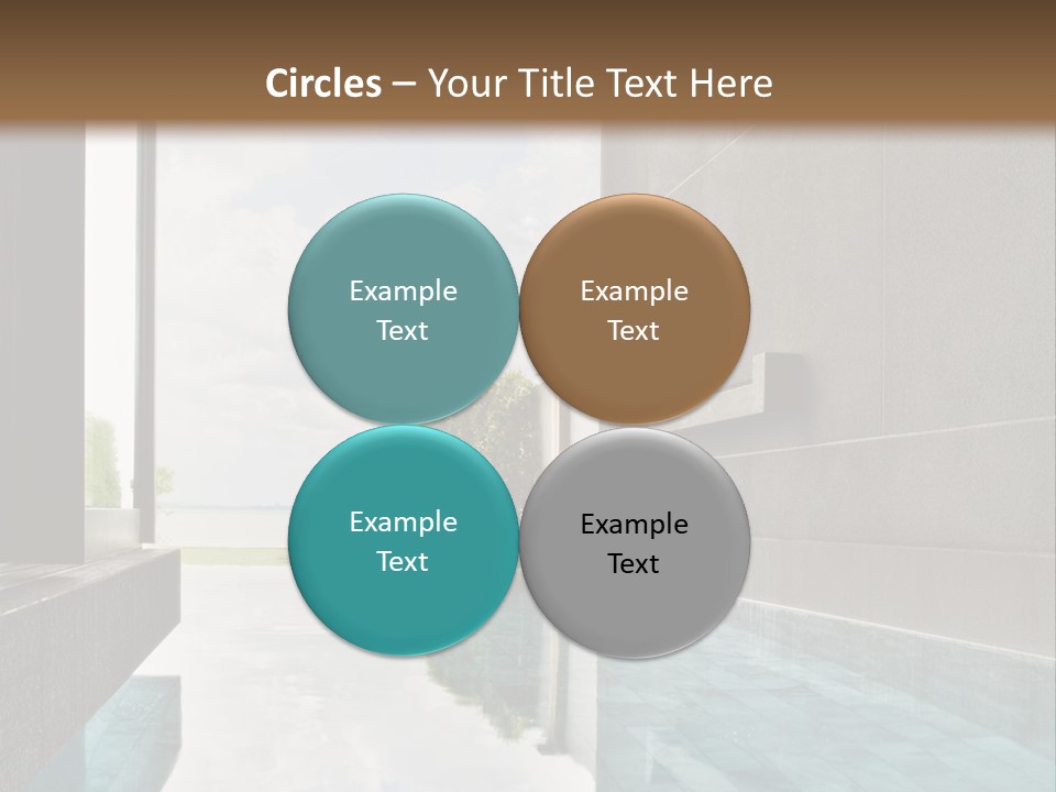 A Swimming Pool With A Wooden Ceiling And Windows PowerPoint Template