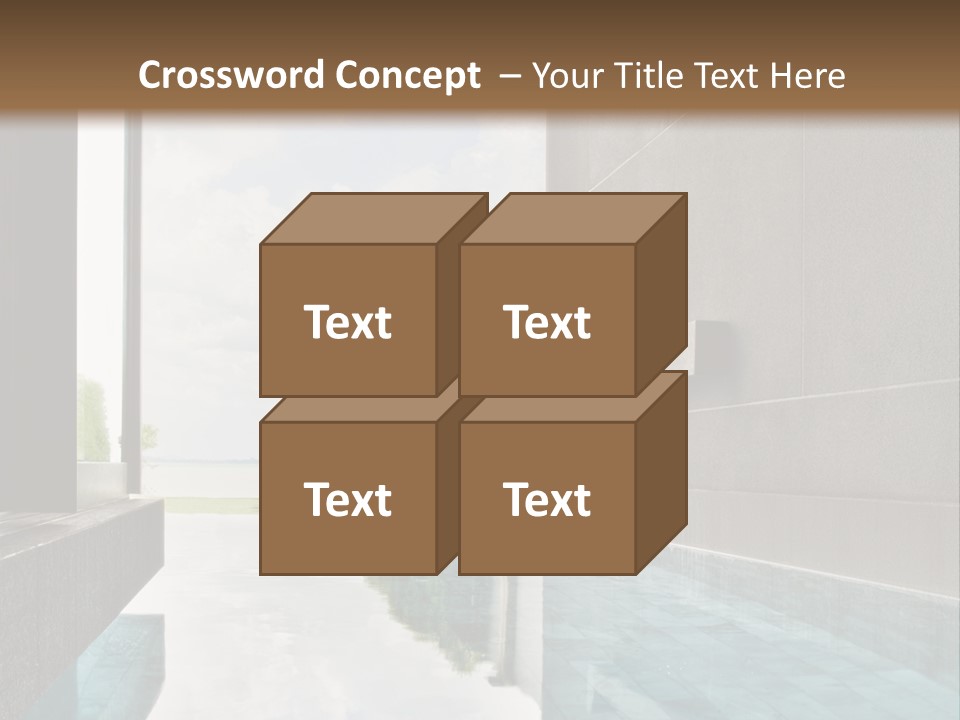 A Swimming Pool With A Wooden Ceiling And Windows PowerPoint Template