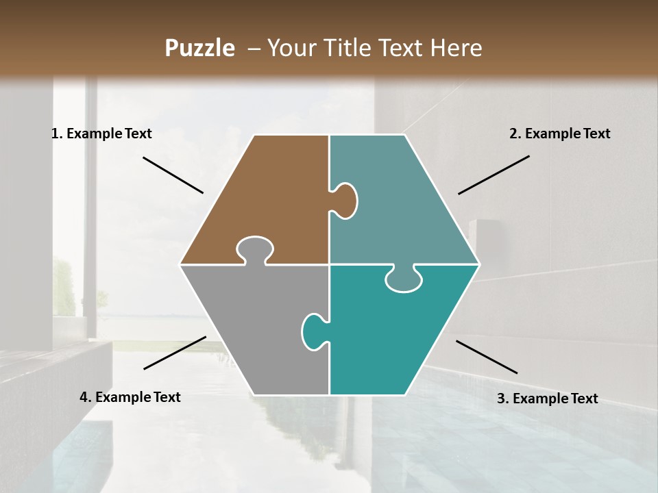 A Swimming Pool With A Wooden Ceiling And Windows PowerPoint Template