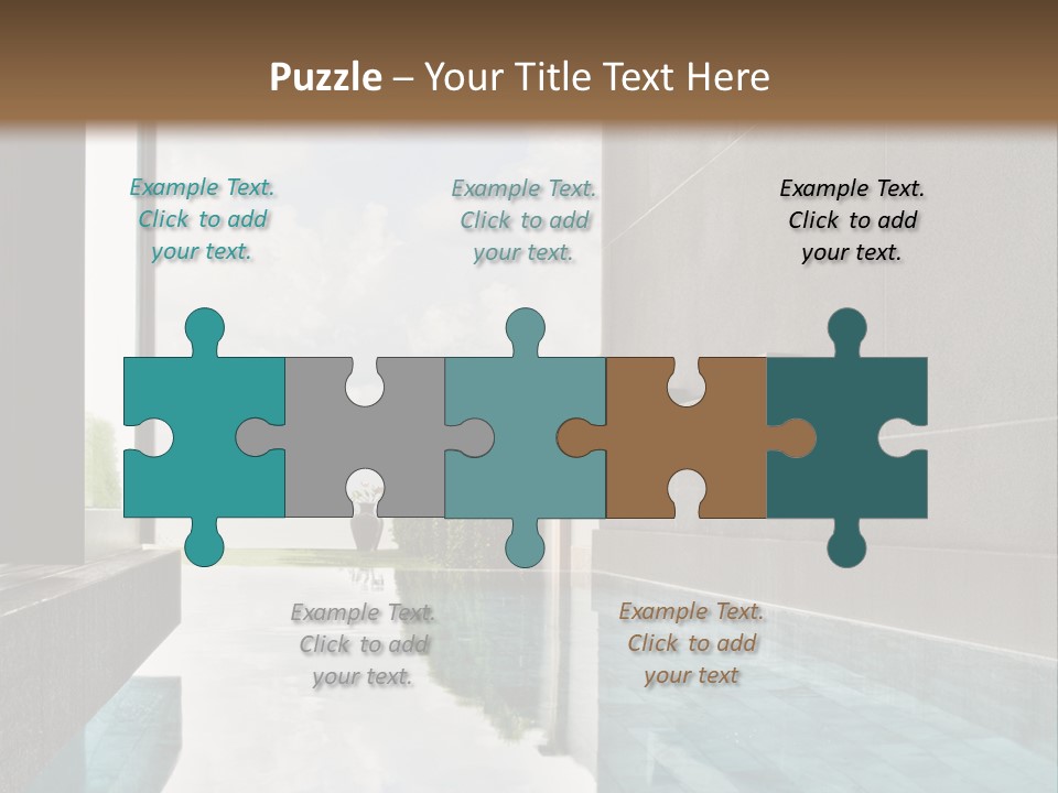 A Swimming Pool With A Wooden Ceiling And Windows PowerPoint Template