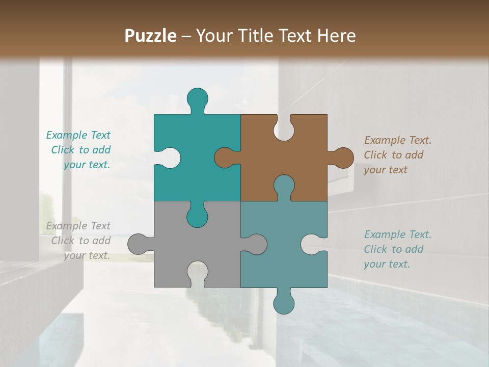 A Swimming Pool With A Wooden Ceiling And Windows PowerPoint Template