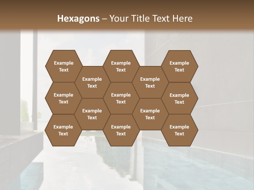 A Swimming Pool With A Wooden Ceiling And Windows PowerPoint Template