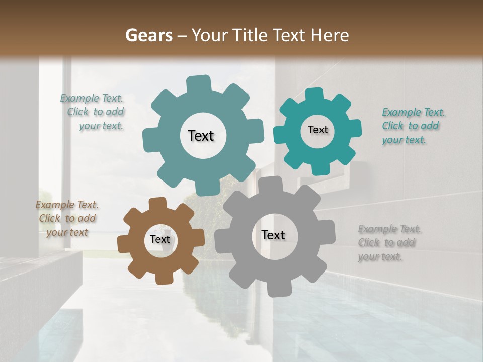 A Swimming Pool With A Wooden Ceiling And Windows PowerPoint Template