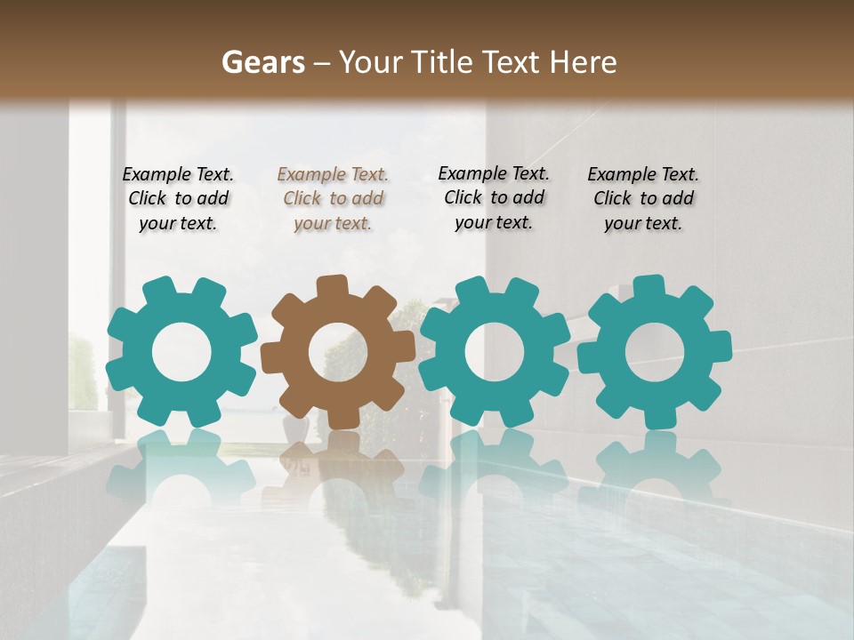 A Swimming Pool With A Wooden Ceiling And Windows PowerPoint Template