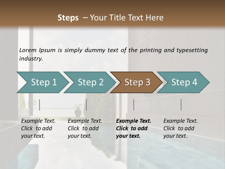 A Swimming Pool With A Wooden Ceiling And Windows PowerPoint Template