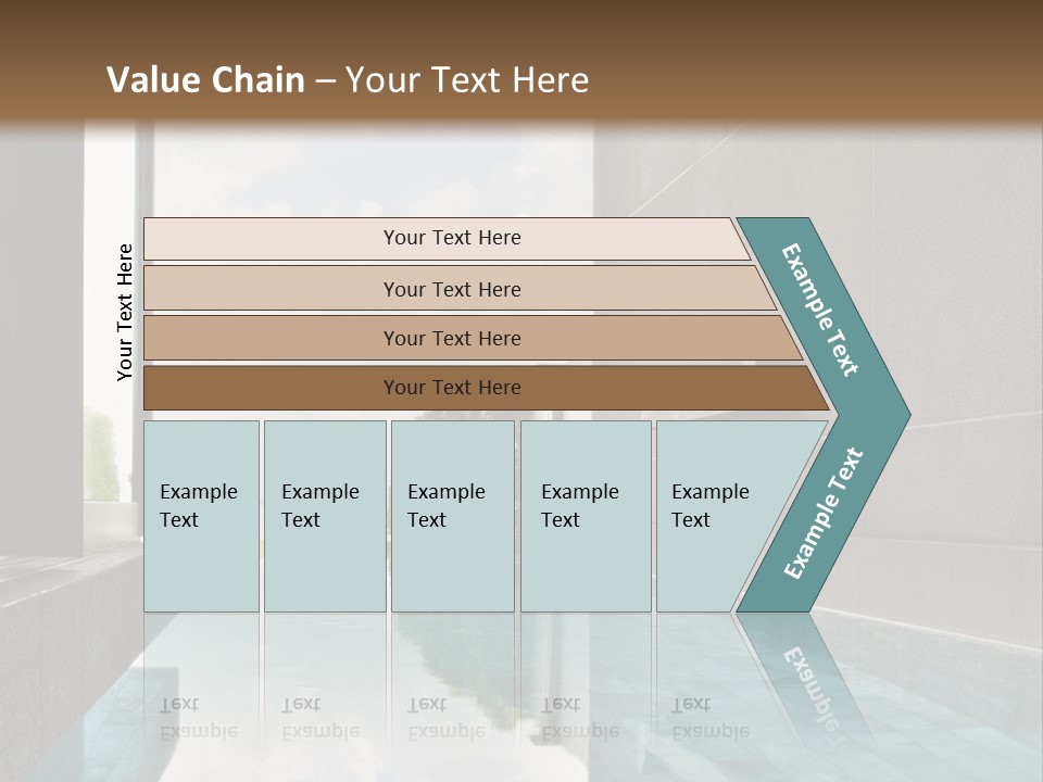 A Swimming Pool With A Wooden Ceiling And Windows PowerPoint Template