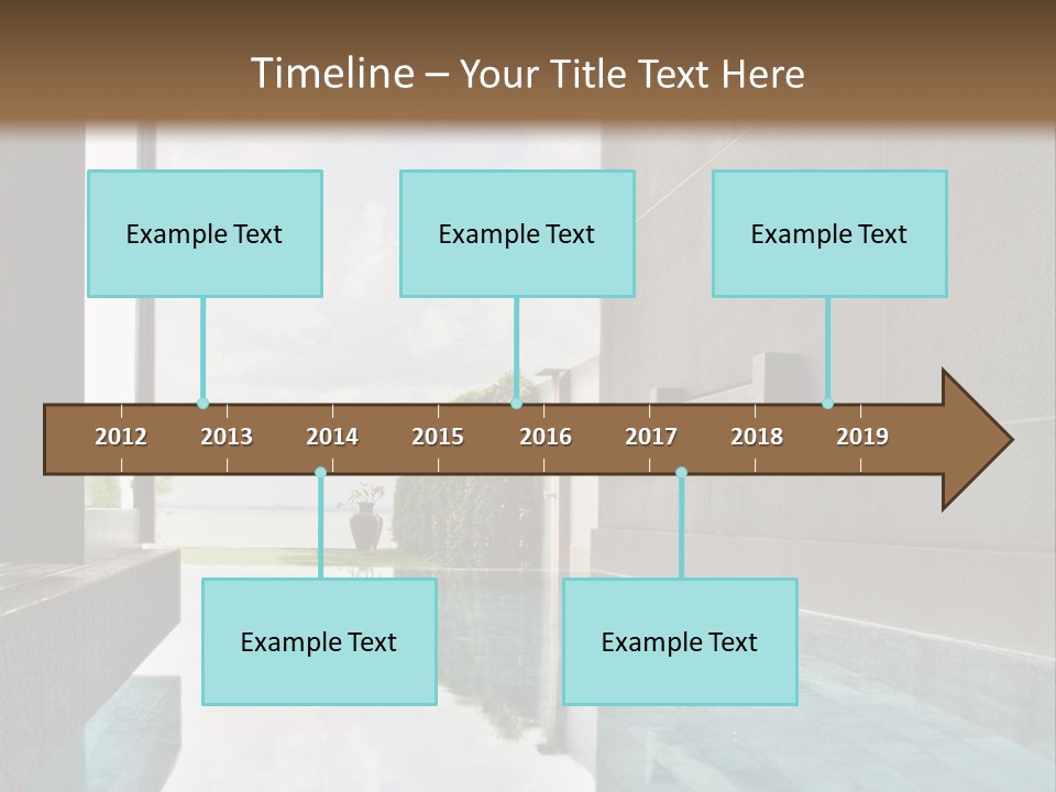A Swimming Pool With A Wooden Ceiling And Windows PowerPoint Template