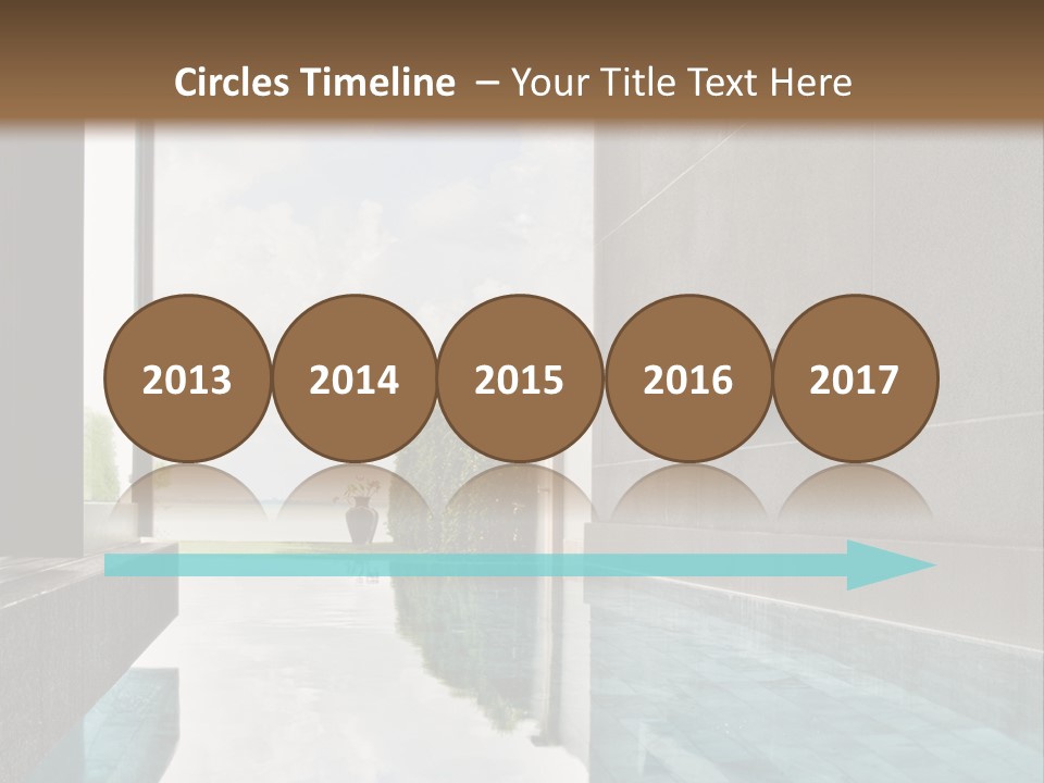 A Swimming Pool With A Wooden Ceiling And Windows PowerPoint Template