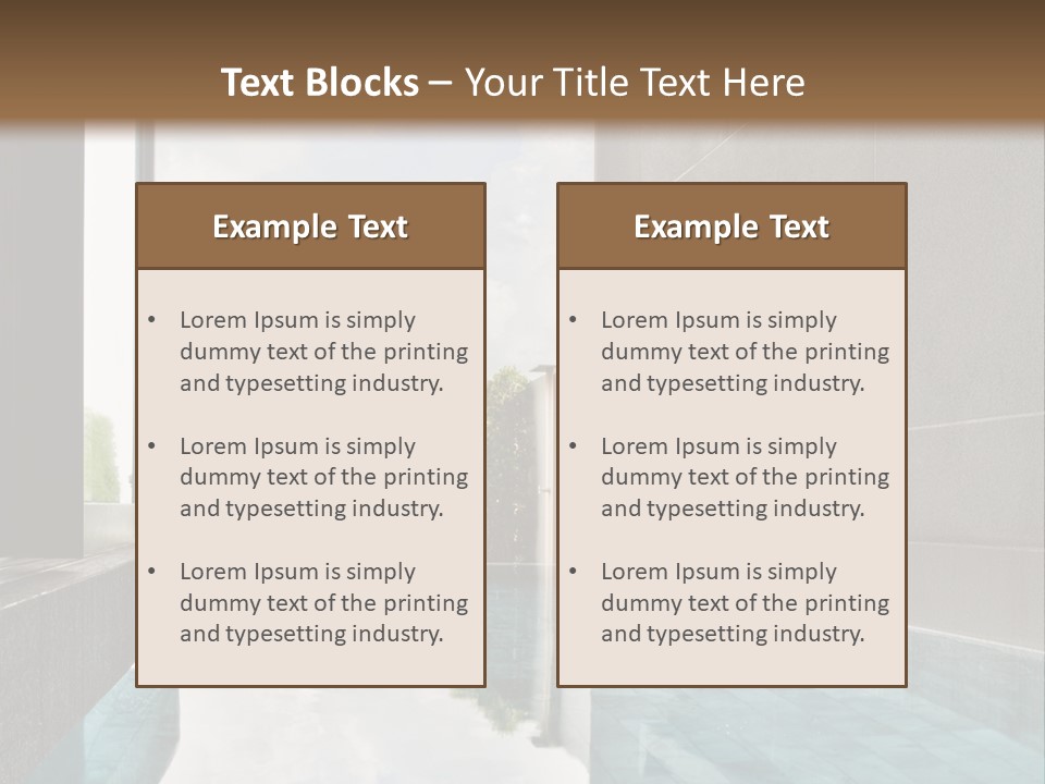 A Swimming Pool With A Wooden Ceiling And Windows PowerPoint Template